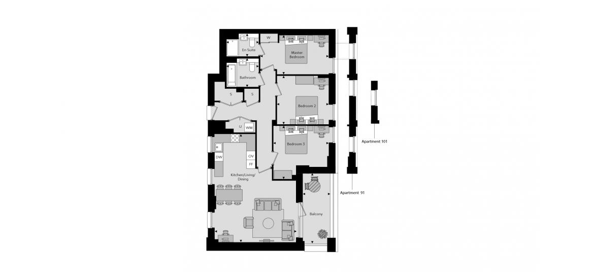 SOUTHMERE 1069 SQ.FT 3BDR