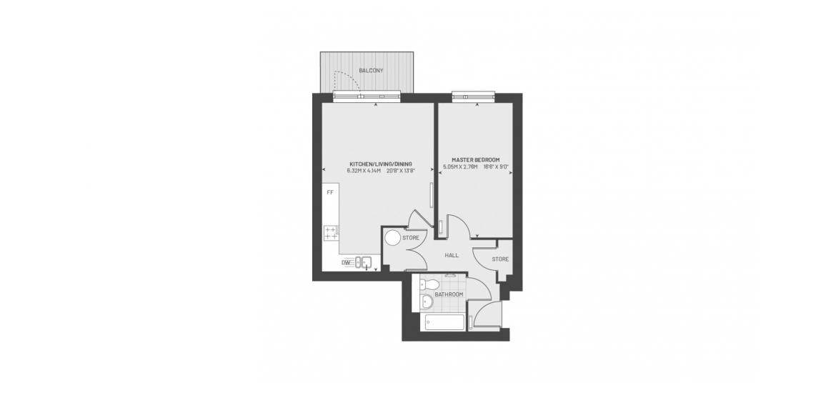 EDGWAREBURY MANOR 561 SQ.FT 1 BDRM B