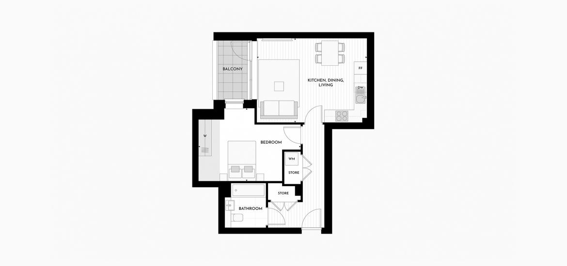 HANWELL SQUARE 565 SQ.FT 1BDRM A1.07