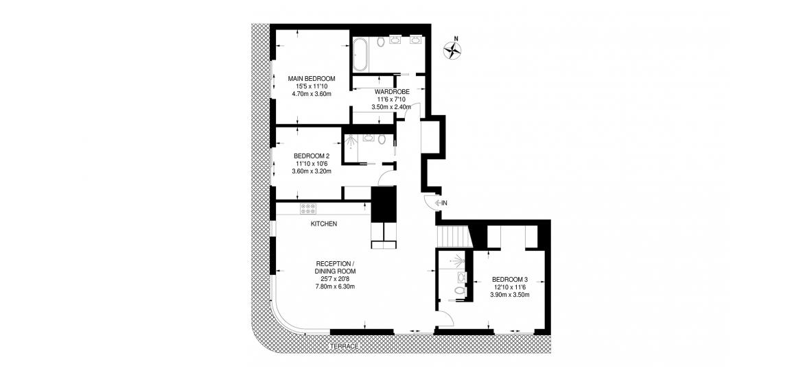 W1 PLACE 1534 SQ.FT 3BDRM