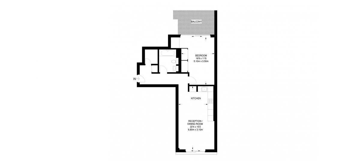 W1 PLACE 636 SQ.FT 1BDRM