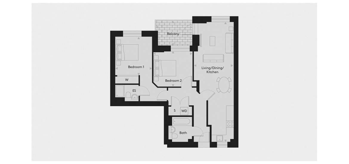 ECOLE 752 SQ.FT 2 BDRM