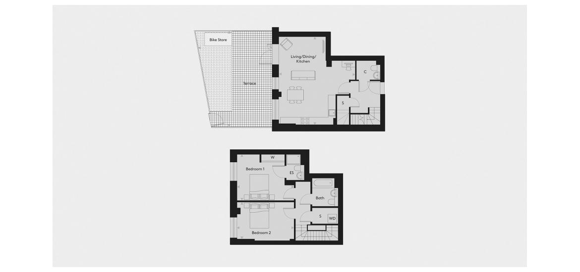 ECOLE 989 SQ.FT 2 BDRM DUPLEX