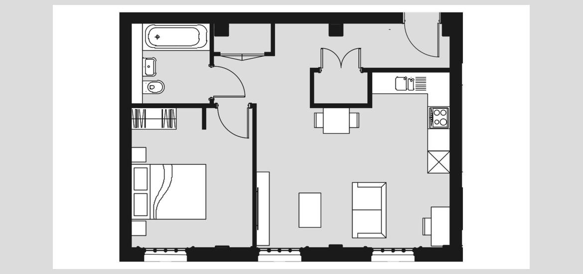 Layouts Ashlar House at County Hall Kingston 1 BEDROOM 541 SQ.FT № 2193