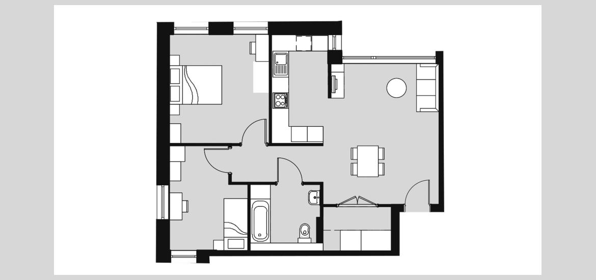Layouts Ebbstone House at County Hall Kingston 2 BEDROOM 772 SQ.FT № 2226
