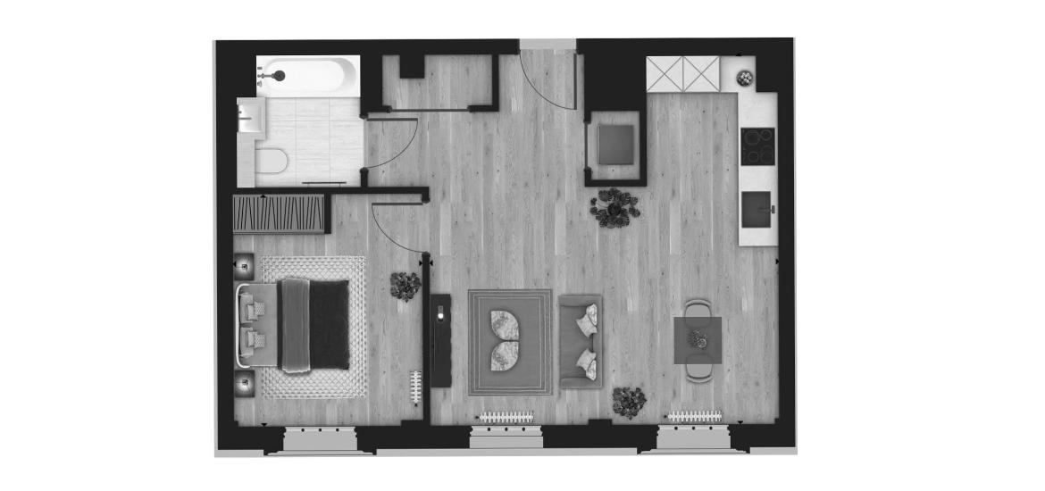 Layouts Harris Court at County Hall Kingston 1 BEDROOM 584 SQ.FT № 2237