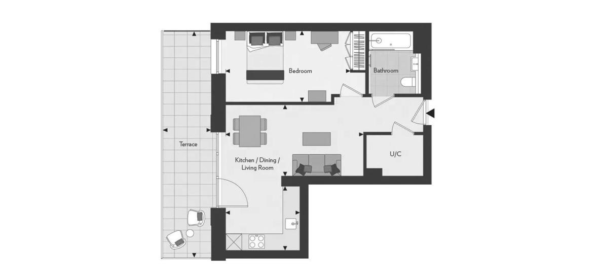 Layouts Peninsula House by Grand Union 1 BEDROOM 554 SQ.FT № 2299