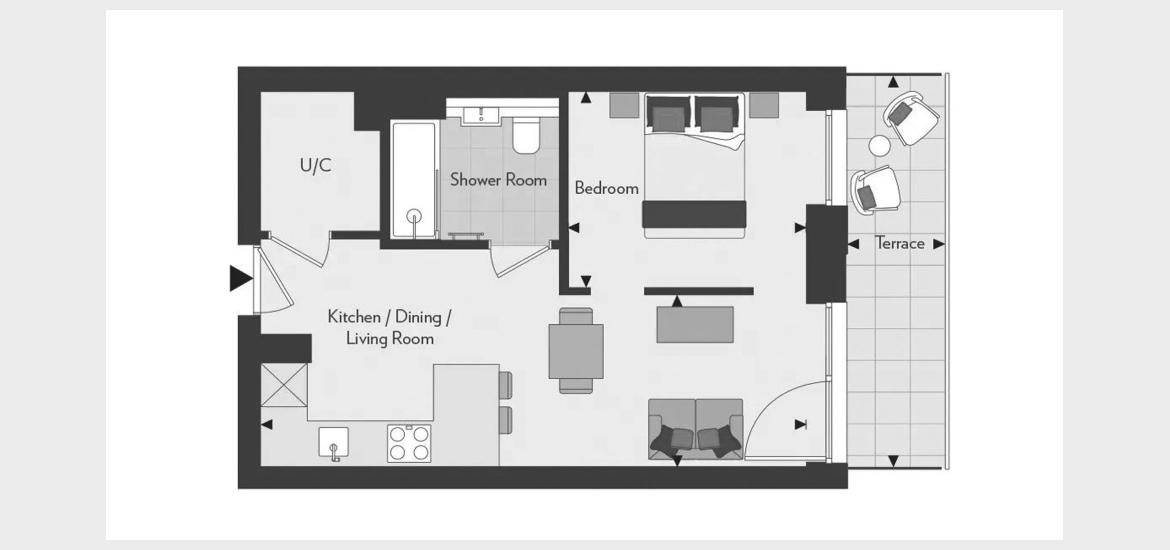 Layouts Peninsula House by Grand Union 1 BEDROOM 435 SQ.FT № 2304