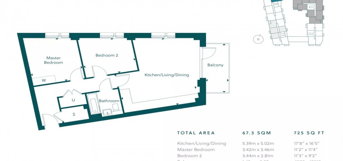 Apartment in South Acton, London, UK, 2 bedrooms, 725 sq.ft No. 242 - 7