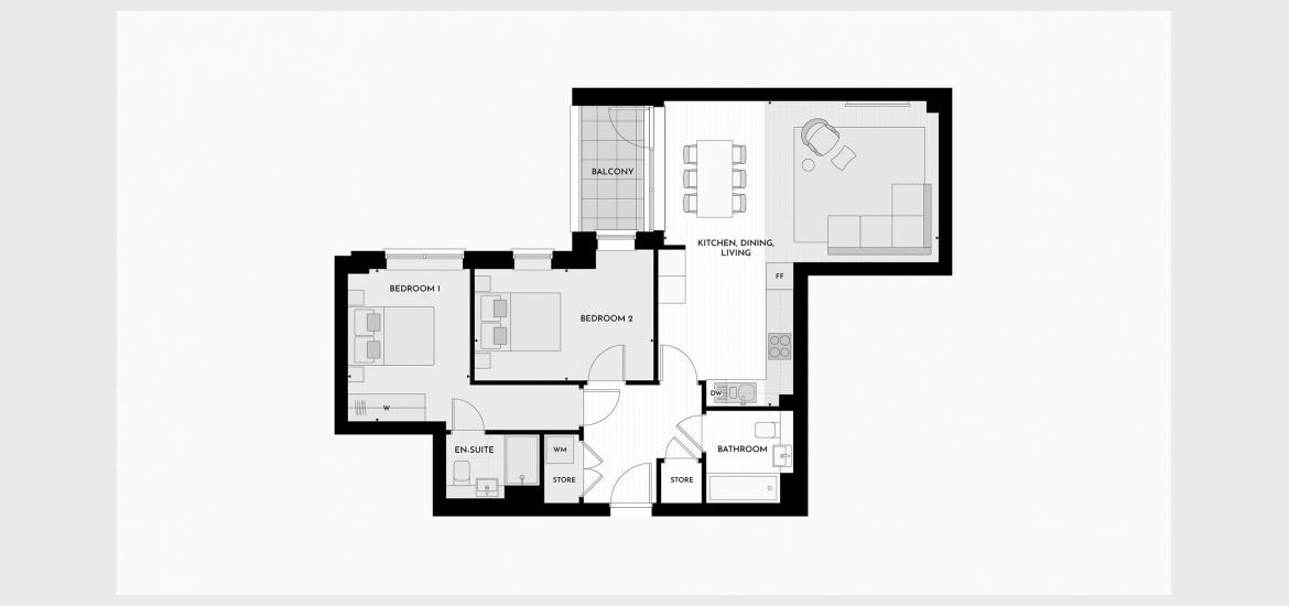 HANWELL SQUARE 813 SQ.FT 2BDRM C1.07