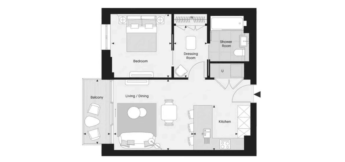 1 BEDROOM 545 SQ.FT