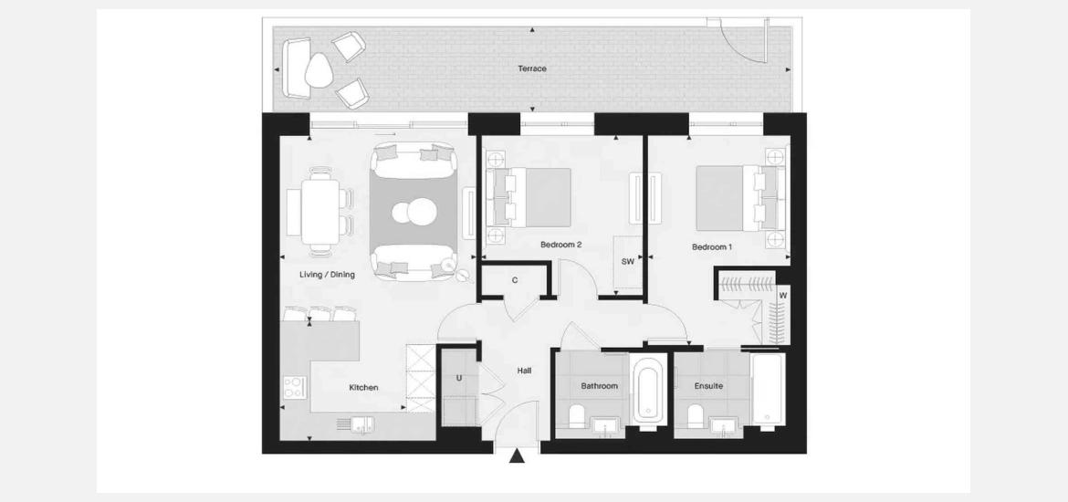 2 BEDROOM 842 SQ.FT