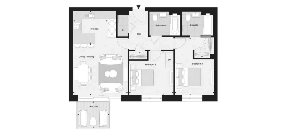 Layouts The Gallery at Camden Goods Yard 2 BEDROOM 844 SQ.FT №2150