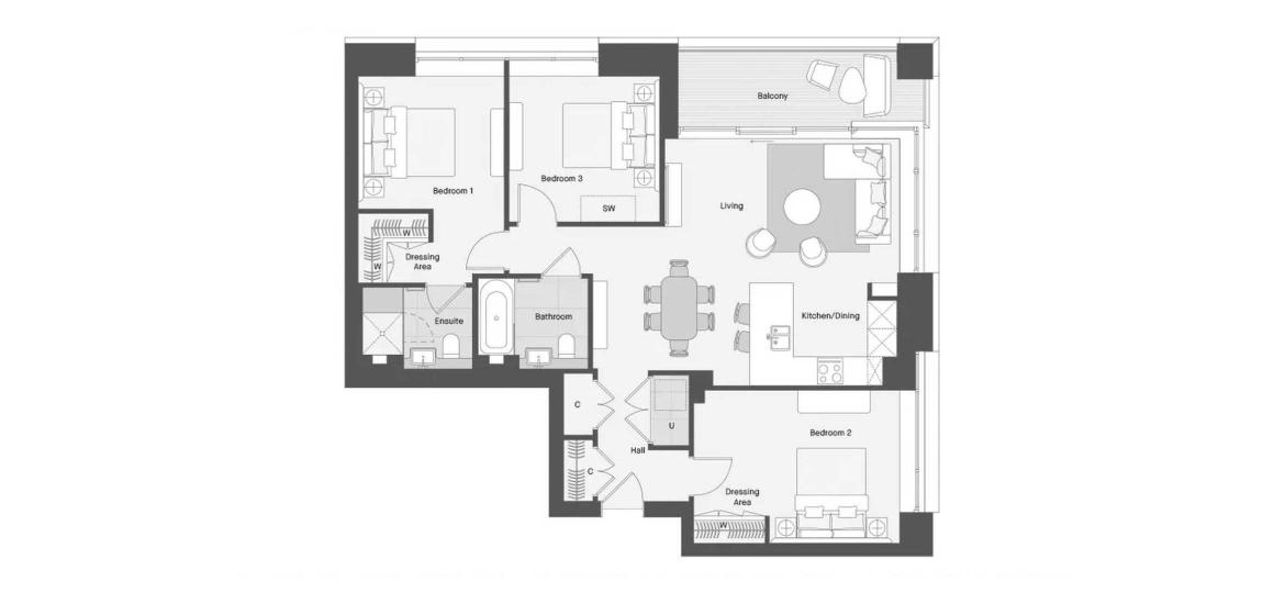 00Layouts The Regent at Camden Goods Yard 3 BEDROOM 1031 SQ.FT №2163