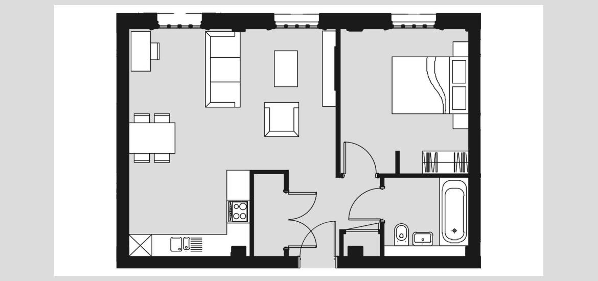 Layouts Ashlar House at County Hall Kingston 1 BEDROOM 581 SQ.FT № 2192
