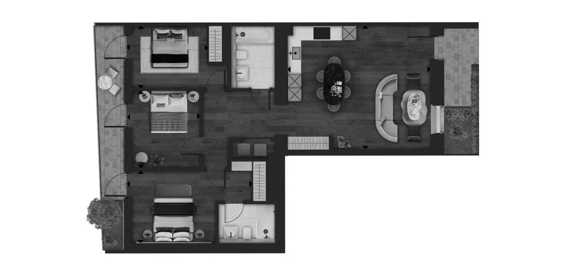 Layouts Fifty Brook Green 3 BEDROOM 1060 SQ.FT № 2210