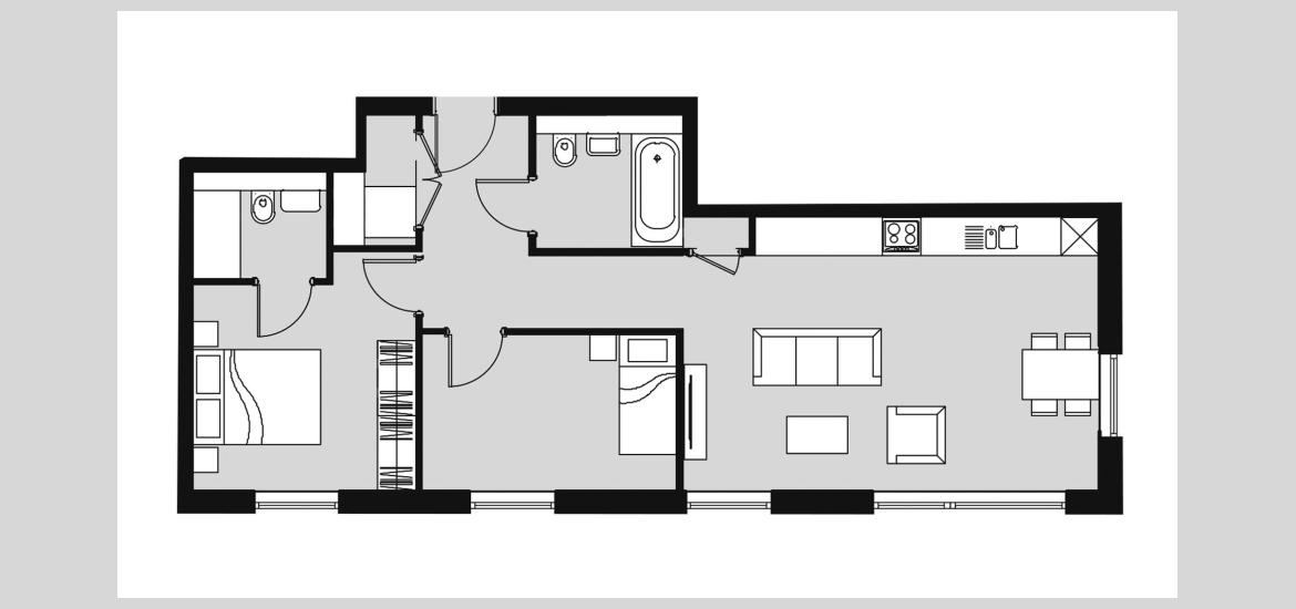 Layouts Ebbstone House at County Hall Kingston 2 BEDROOM 803 SQ.FT № 2227