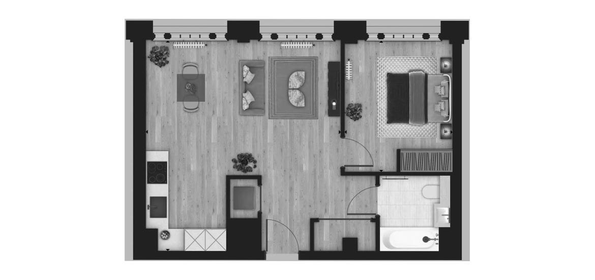 Layouts Harris Court at County Hall Kingston 1 BEDROOM 576 SQ.FT № 2235