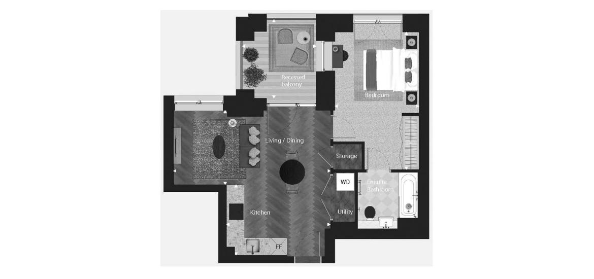 00Layouts The Eliot at The Broadley 1 BEDROOM 731 SQ.FT № 2171