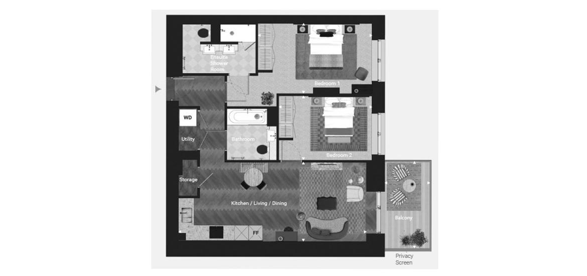 Layouts The Watling at The Broadley 2 BEDROOM 895 SQ.FT № 2182