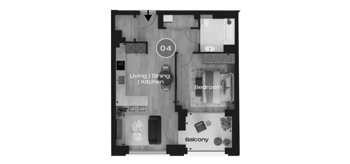 Layouts Ransome's Wharf 1 BEDROOM 604 SQ.FT № 2287